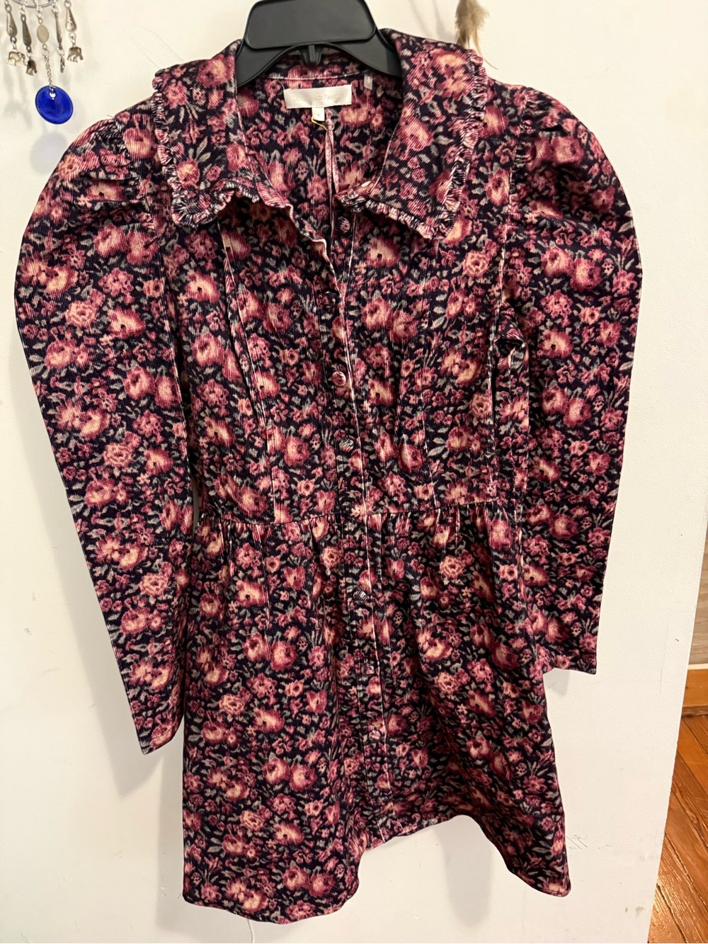 LoveShackFancy Beyers Dress Blushing Berries Floral Corduroy Mini Dress Size 6 N
